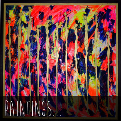 Paintings by the contemporary artist delphine dessein. Abstract paintings. Neofigurative paintings. fluo paintings.
